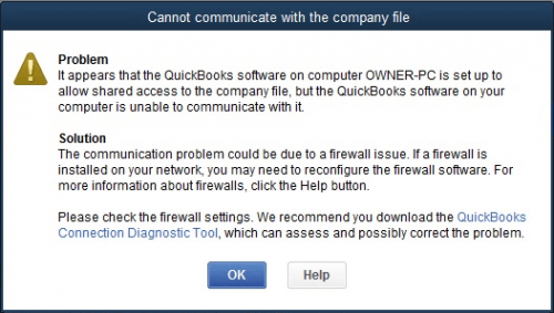 QuickBooks Cannot Communicate with the Company File