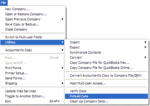 QuickBooks Rebuild Data Option