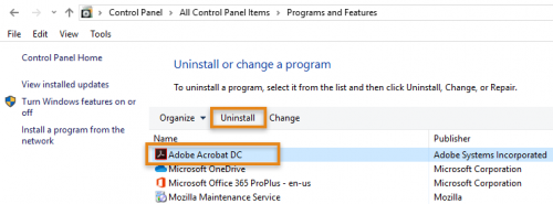 Uninstall/Repair adobe reader Component Required for Pdf Print from QuickBooks is missing