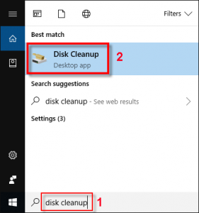 search Windows Disk Cleanup