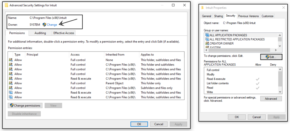 QuickBooks Desktop Folder Full Control Access