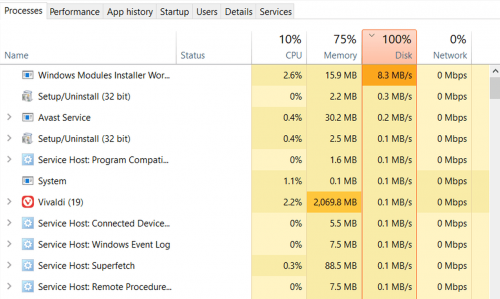 Disk consumption 100%