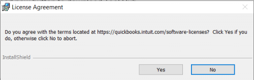 license agreement QuickBooks won't open