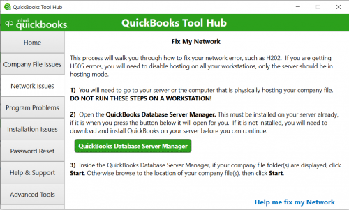 QuickBooks tool hub manager