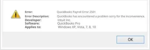 QuickBooks Error code 2501