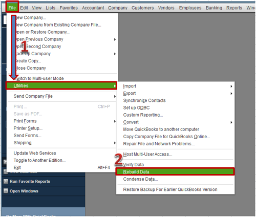 QuickBooks Verify and Rebuild Data Utility